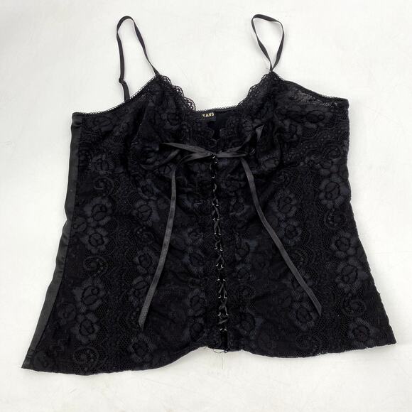Guess Jeans Y2K Black Lace Lace up Cami - Picture 2 of 4